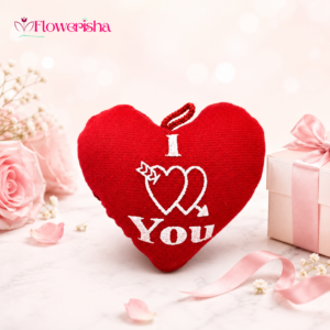 Romantic Love Red Heart with white I Love You design and hanging loop